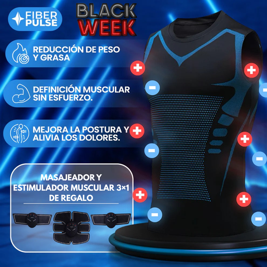 🔥 Black Week FiberPulse™ | Camiseta Reductora + Masajeador y Estimulador Muscular 3×1 ¡GRATIS!
