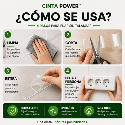 Cinta de Doble Cara: Fija, Organiza y Decora sin Dañar tus Superficies